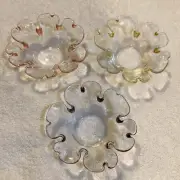 P9337 PartyLite Garden Whimsy Tealight Candle Holders Trio 3 Pc Floral Glass NIB