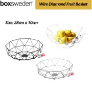 Wired Diamond Fruit Vegetables Storage Basket Bowl Kitchen Home Decor 28CM