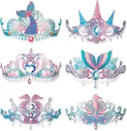 Konsait 12 Count Mermaid Party Hats, Paper Mermaid Headband Mermaid Crown for Gi