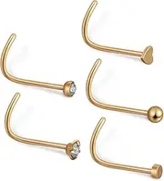 [Yardenfun] 5pcs Steel Nose Studs Nose Piercing Jewelry Ring Heart Women's Jewelry Easy to Change