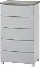 Iris Ohyama KDMG-565WT Wood Top Knockdown Chest, 5 Tiers, Light Gray, Width 22.0 x Depth 16.7 x Height 39.3 inches (56 x 42.5 x 99.5 cm), Woodgrain Top Chest for Studies, Closets, Laundry Rooms, Large