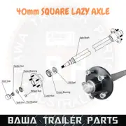 Natural 40mm Square Lazy Axle 71" - 79" Long 1000kg Rating Assembled with Hubs !