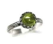 8mm Vesuvianite Ring Symmetrical Flower Crown 925 Sterling Silver