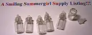 6 Small Glass Bottles w/ plastic stopper 4 Jewelry Polymer Clay Art Necklaces