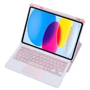 360° Rotation Bluetooth Keyboard Leather Case For Ipad 10.9 2022 Transparent Acrylic With Touch Control Pink Keyboards