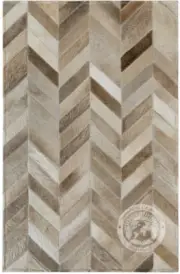 Real Cowhide Patchwork Rug Chevron Light Tones- Size 22x34" Door Mat / Bed side