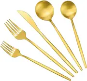 Gold Silverware Set for 8, Stainless Steel Flatware Set, 40-Pieces Cutlery Tableware set Include Spoons And Forks Set, Matte Gold Utensil Set, Stain Finish, Dishwasher Safe