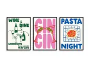 [Namly Design] Poster - Wine and Dine Set of 3