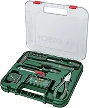 Bosch Home & Garden Universal 17 Piece Hand Tool Set (Inc Plier, Screwdriver, Hammer, Tape Measure, Spirit Level, Knife, Awl, 10 x Bits, Case)