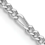 22 Inch Sterling Silver Rhodium-Plated 2.25mm Figaro Chain
