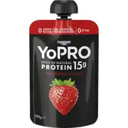 YoPRO High Protein Yoghurt Pouch No Added Sugar Strawberry 150g
