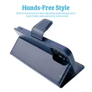 iPhone 14 Plus Compatible Case Cover With PU Flip Leather Wallet - Navy