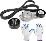 Serpentine Drive Belt Component Kit w/Tensioner & Idler Fit for Ford F-150, F-250 F-350 F-450 F-550 Super Duty, E-150 E250 E-350 Excursion 4.6L 5.4L 6.8L 2002-2010, Replace 90K-38274E