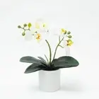 White Orchid Potted Artificial Home Decor Fake Plant Indoor Flowers 7x7x28cm
