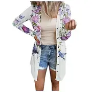 Women's Casual Jacket Comfortable Breathable Print Casual Butterfly Vacation Street Casual Daily Wear Single Breasted Long V Neck Regular Fit Long Sleeve Outer