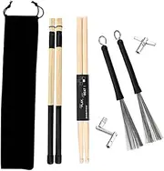 HONITANO 1 Set Percussion Drum Tool with Tuning Key and Wire Drum Brush with Storage Bag for Convenient Travel and Low Volume Play Elegant Design and High Durability