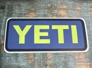YETI AUTHENTIC STICKER - Tan/ Navy Blue Decal Cooler Mug Car Laptop Notebook Cup