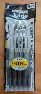 Pilot Juice 0.5mm Retractable Roller Ball Pen Black Pack Of 5 Made In Japan