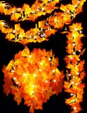 Fall Garland Maple Leaf Lights Thanksgiving Christmas 4 Packs Decor with 40Ft