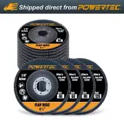 POWERTEC 4-1/2" Zirconia Flap Discs for Angle Grinder 40/60/80/120 Assorted Grit