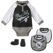 Outerstuff MLB Newborn Colorado Rockies "Is It Game Time Yet" Creeper Set