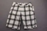 QUICKSILVER STRANDS Mens WHITE w BLACK CHECKER AMAZING LOGO SHORTS NWT 28 $52