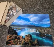 Wood jigsaw puzzle waterfall blue sky custom box 8.5 x 11