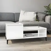 Coffee Table High Gloss White 100x50x45 cm Engineered Wood,Contemporary Functional Coffee Table with Ample Storage Space for Living Room Accent Furniture, Accent Coffee Tables