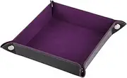 HiLLeo DND Dice Tray Square Portable Folding Dice Rolling Tray for Dungeons and Dragons MTG RPG Role Playing Table Games and Dice Games (Purple)