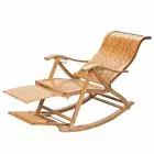 Bamboo Rocking Chair Adjustable Foldable Recliner Rocking Chair Foot Massage