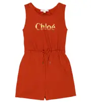 [Chloe Kids] Chloé Kids Logo cotton playsuit Y 12 orange