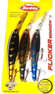 Berkley #7 Flicker Minnow Crankbaits (3-Pk-Black/Gold/Blue Lightning)