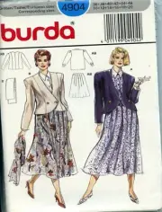 Vintage Burda Sewing Pattern 4904 Misses Jacket Blouse and Skirt Sizes: 10-20