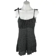 NEW Pacsun L.A. Hearts Black White Floral Sleeveless Tie Romper Shorts Size S
