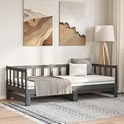 Bedroom Furniture, Pull-Out Day Bed Without Mattress Grey 2X(90x190) cm