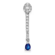 14k White Gold 1/3ct. Real Diamond and Sapphire Fancy Pendant
