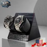 Automatic Dual Two Watch Winder Quite Crocodile Pattern PU Leather - USB Cable