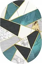 Modern Washable Bedroom Balcony Living Room Dining Household Kitchen Floor Decor Large Rug，120x160cm Non-Slip Oval Carpet Green Grey Gold Black(3.3ft×5.9ft/100×180cm)