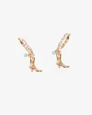 Multi Colour Cowboy Boot Hoop Earrings