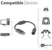 USB Breakaway Dongle Cable Cord Adapter For Xbox 360 PC Wired Controller USA