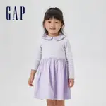 GAP 女幼童裝 娃娃領拼接長袖洋裝-淡紫色(542618)