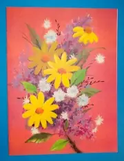 Vtg Get Well Flower Bouquet A Sunshine Card 8" Unused W/Envel NOS