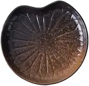 Alipis Ceramic Snack Plate with Leaf Pattern Elegant Dark Brown Dish for Serving Fish Salad and Appetizers for Parties and Everyday Meals