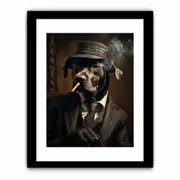 Black Dog Smoking Framed print Art Poster