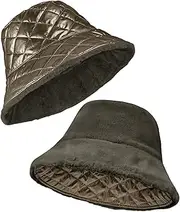 [Sukeen] Winter Bucket Hat for Women Faux Fur Warm Hat Trendy Reversible Hats Windproof Fluffy Fisherman Cap for Outdoor