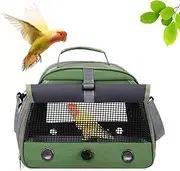 Portable Bird Travel Carrier, Green, with Perch and Side Window, for Parakeet and Small Parrot