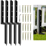 4-Pack 2" Width Fence Post Repair Kit, 34in Total Length Ground Spike Anchor ...