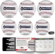 PowerNet MaxControl Baseballs | 6 Baseballs Included | Pitch Trainer | Improve Command | Genuine Leather | Perfect for Coaches and Teams