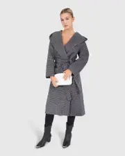 [Belle & Bloom] Arcadia Wool Blend Oversided Coat with Hood - Black/White