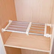 Hershii Closet Tension Shelf & Rod Expandable Metal Storage Rack Adjustable Organizer DIY Divider Separator for Cabinet Wardrobe Cupboard Kitchen Bathroom (40-60cm/15.74-23.62inches, Ivory)